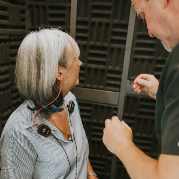 patient in the mobile sound booth